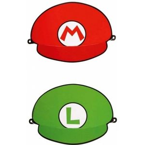 Super Mario feest thema hoedjes 24x stuks - Verkleedhoofddeksels