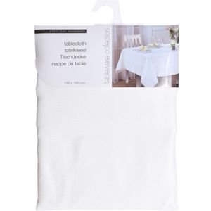 Wit tafelkleed/tafellaken damast van stof 130 x 180 cm - Tafellakens