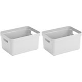 6x Witte opbergboxen/opbergdozen/opbergmanden kunststof - 5 liter - opbergen manden/dozen/bakken - opbergers