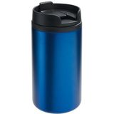 Thermosbeker/warmhoudbeker metallic blauw 290 ml - Thermo koffie/thee isoleerbekers dubbelwandig met schroefdop