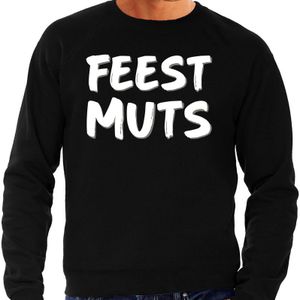 Feest muts sweater / trui zwart met witte letters voor heren - Feesttruien