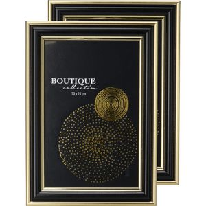 Fotolijstje voor een foto van 10 x 15 cm - 2x - zwart/goud - luxe uitstraling - Fotolijsten