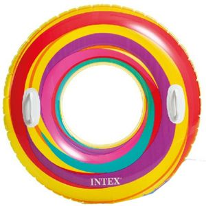 Intex opblaasbare gekleurde zwemband/zwemring ringenprint 91 cm - Zwembanden
