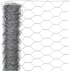 Nature Schermgaas - 2x - grijs - verzinkt staal - 100 x 250 cm - zeskantig maaswijdte 25 x 25 mm