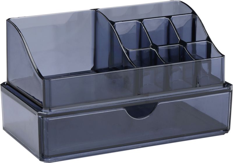 Edco - Make-up Organizer - Donkerblauw - Kunststof - 8 Vakken en 1 Laadje