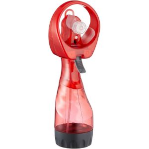 Ventilator/waterverstuiver voor in je hand - Verkoeling in zomer - 25 cm - Rood - Handventilatoren
