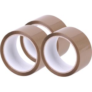 Verpakkingstape - 3x - bruin - 48mm x 50m - verpakkingsbenodigdheden voor kantoor/thuis - Tape (klussen)