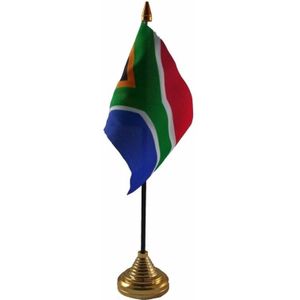 Polyester Zuid Afrikaanse vlag voor op bureau 10 x 15 cm - Vlaggen