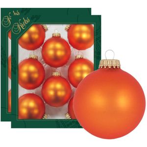 16x Wildfire Velvet oranje glazen kerstballen mat 7 cm kerstboomversiering - Kerstbal
