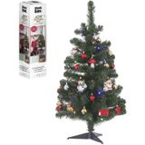 Set van 2x stuks complete kunst kerstbomen/kunstbomen met versiering en verlichting 90 cm - Kunstkerstboom