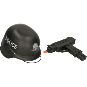 Verkleedaccessoires Politie SWAT team wapen set met pistool en helm - Verkleedattributen
