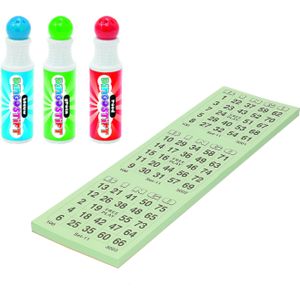 Grafix - Bingo set - 3x Bingostiften en 100x Bingokaarten Nummers 1-75