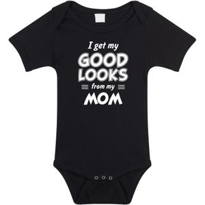 I get my good looks from my mom cadeau romper / rompertje zwart  kraamcadeau voor baby - Feest rompertjes