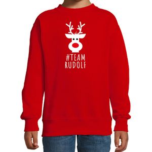 Kersttrui/sweater voor kinderen - team Rudolf - rood - kerst truien kind