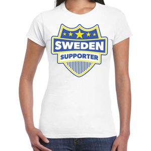 Zweden / Sweden schild supporter t-shirt wit voor dames - Feestshirts