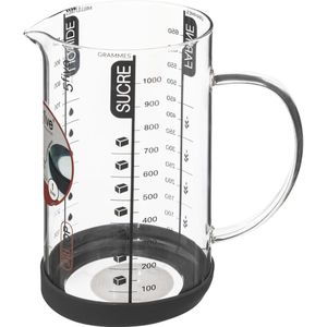 5Five Keuken maatbeker/mengbeker - glas - transparant - 1000 ml