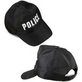 2x stuks zwarte politie verkleed pet voor volwassenen - Verkleedhoofddeksels