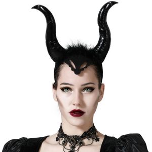 Halloween/horror verkleed diadeem/tiara - grote duivel hoorns - kunststof - dames/meisjes - Verkleedhoofddeksels