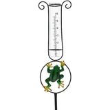 Kikker regenmeter tuinversiering 33 cm metaal/glas - Regenmeters