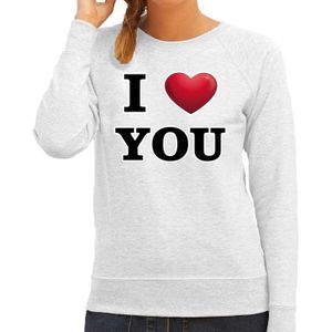 I love you valentijn sweater grijs voor dames - Feestshirts