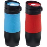 Set van 2x Thermosbekers/warmhoud bekers rood en blauw 380 ml - Isolerende drinkbekers