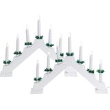 Kaarsenbruggen - 2x stuks - LED verlichting - wit hout - 39,5 cm - kerstverlichting figuur