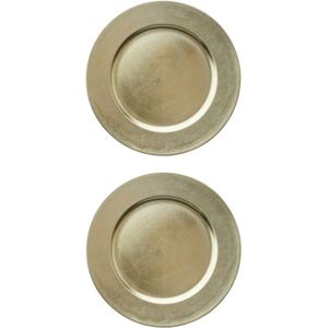 2x stuks diner borden/onderborden champagne 33 cm - Onderborden