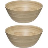 Secret de Gourmet Slakom/Serveerschaal - bamboe - D30 cm - Set 2x