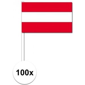 100x Oostenrijkse fan/supporter vlaggetjes op stok - Vlaggen