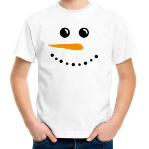 Sneeuwpop Kerst t-shirt wit voor kinderen - kerst t-shirts kind