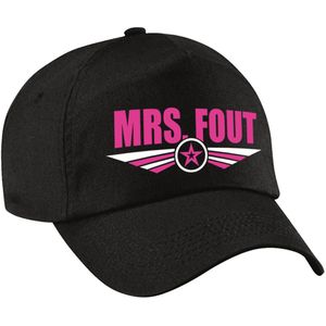 Mrs fout tekst pet / baseball cap foute party roze op zwart voor dames  - Verkleedhoofddeksels