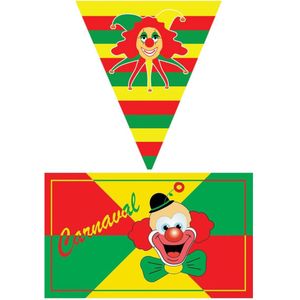 Carnaval versiering pakket - 2x grote vlag en 4x puntvlaggetjes - Feestpakketten
