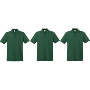 3-Pack maat 2XL donkergroen poloshirt premium van katoen voor heren - Polo shirts