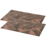 Set van 8x stuks rechthoekige placemats Palm grijs - linnen mix - 45 x 30 cm - Onderleggers