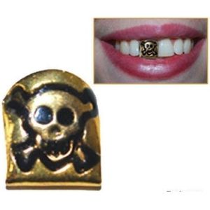 Gouden tandje met doodshoofd - Verkleedattributen