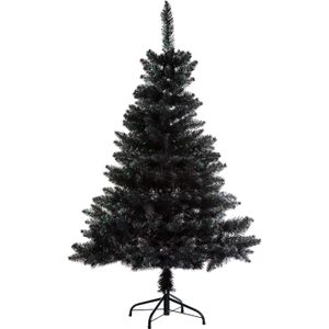 Tweedekans kunst kerstboom - kunststof - zwart - met voet - H180 cm - Kunstkerstboom