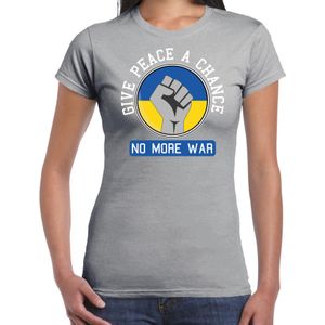 Protest T-shirt voor dames - Oekraine - give peace a chance, no more war - grijs - vrede - Feestshirts