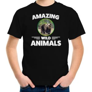 T-shirt beren amazing wild animals / dieren zwart voor kinderen - T-shirts