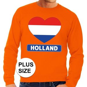 Oranje Holland hart vlag grote maten sweater / trui heren - Feesttruien