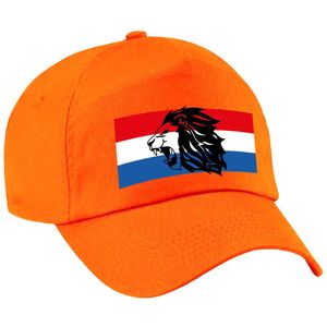 Holland supporter pet / cap met de oranje leeuw en Nederlandse vlag - EK / WK voor volwassenen - Verkleedhoofddeksels