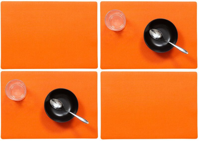 Wicotex - Luxe Placemats Plain - Oranje - Set van 6 - 43 x 30 cm - Met Anti Slip Laag - Teflon Coating