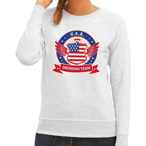 Grijs USA drinking team sweater dames - Feestshirts