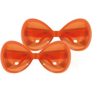 2x stuks oranje mega party zonnebril voor dames - Verkleedbrillen