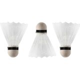 Set van 9x stuks badminton shuttles met veertjes - wit - 9 x 6 cm - Sportartikelen - Badmintonshuttles