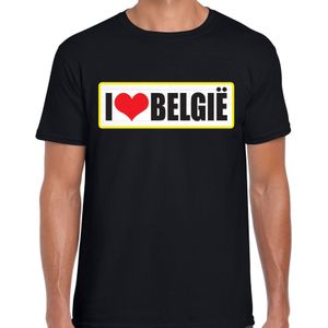 I love Belgie landen t-shirt zwart heren - Feestshirts