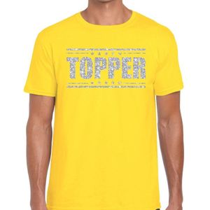 Topper t-shirt geel met zilveren glitters heren - Feestshirts