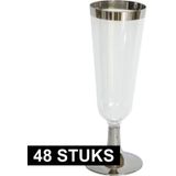 48x Plastic doorzichtige champagneglazen/flutes - Champagneglazen