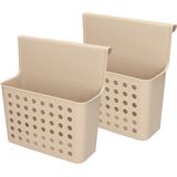 2x stuks badkamer/keuken hang opbergmandjes/organizers taupe 26 x 24 cm - Hangmandjes/kastmandjes