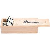 Domino spel dubbel/double 6 in houten doos 112x stenen - Kansspelen