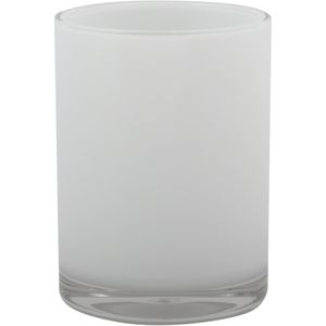 MSV Badkamer drinkbeker/tandenborstelhouder Aveiro - PS kunststof - wit - 7 x 9 cm